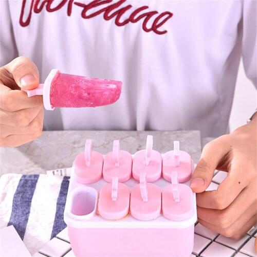 8 Cell Silicone Ice Cream Mold Ice Cube Tray Food Safe Popsicle Dessert Mold Maker Reusable Freezer Ice Lolly Mould DIY Handmade