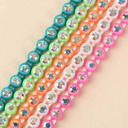 SS6 AB Rhinestone Banding Sew On Rhinestone Trim 30 Colors 10yards/lot