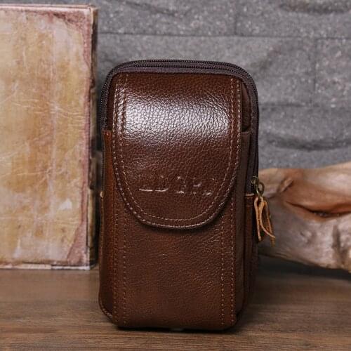 Genuine Leather Three-Layer Vertical Bag 8806 Outdoor Mens Leather Pocket Phone Bag Change Certificate Mobile Phone Waist