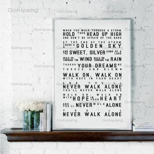 Lyrics You'll Never Walk Alone Canvas Painting Wall Art Print Poster Canvas Nordic Style Painting for Home Living Room Decor