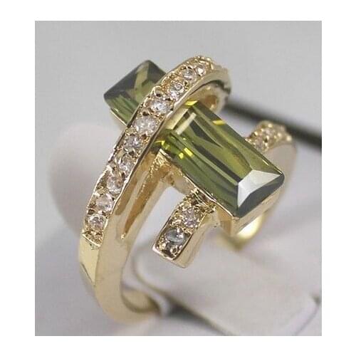 GP Jewelry olive green Crystal Ring Size 6-9
