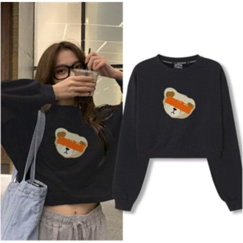 2021 Spring Autumn New Fashion Sweater Women Cartoons Thin Loose Wild Short Round Neck Pullover Long Sleeve Commuter Top Female