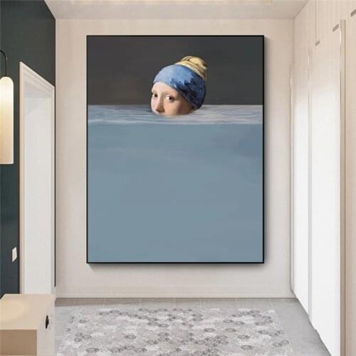 Famous Paintings Spoof Creative Portrait Pictures, Wall Decoration Paintings Canvas Art Prints and Posters for Living Room Decor