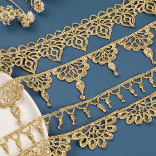 Zsbszc 2 yards Width 1.9-4.7CM sewn gold lace trim braid lace DIY garment accessories macrame embroidery lace JDB30 JDB39 JDB45