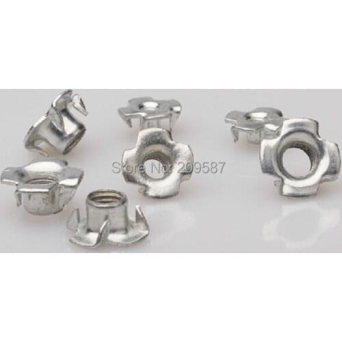100pcs Metric M3 Zinc Plated Steel T Nuts Blind Nuts 4 Prongs Knock In Wood