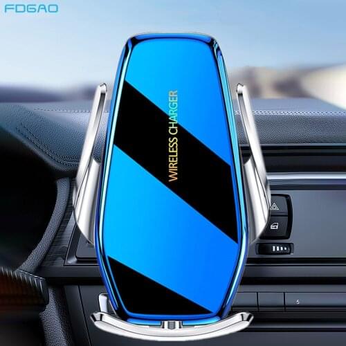 15W Automatic Qi Car Wireless Charger for Samsung S20 S21 iPhone 12 11 XS XR X 8 Magnetic USB Infrared Sensor Phone Holder Mount