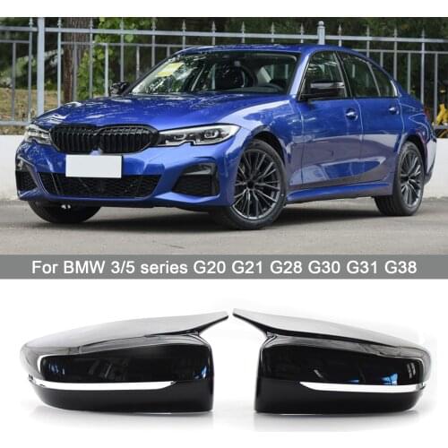 2PCS Glossy Black Car Door Side Rearview Wing Mirror Cover Caps Replacement For BMW 3 5 series G20 G30 G31 G38 G11 G12 2019-2021
