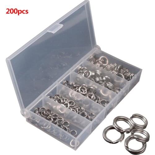 200 Pcs/box Stainless Steel Split O-Ring Heavy Fish Box Double Ring Connector Fishing Accessories Bait