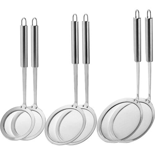 6 Pack Skimmer Spoon, Stainless Steel Hot Pot Strainer Fine Mesh Food Strainer Grease Strainer 3 Sizes