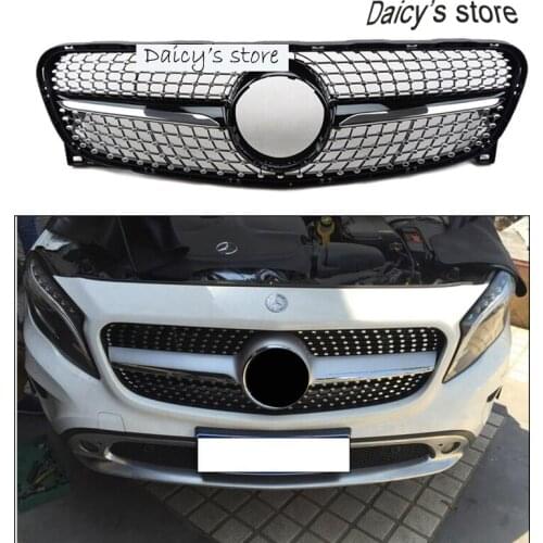 Diamond grille suitable for M-Benz GLA Class X156 Grill GLA180 200 250 GLA45 2014-18 ABS X156 radiator mesh without central logo