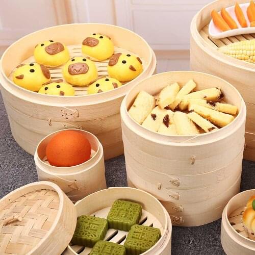 Bamboo Steamer Steam Basket With Cover Set Cooker Tools Kitchen Cooking For Dim Sum Snack Fish Vegetable Rice Egg Dumpling