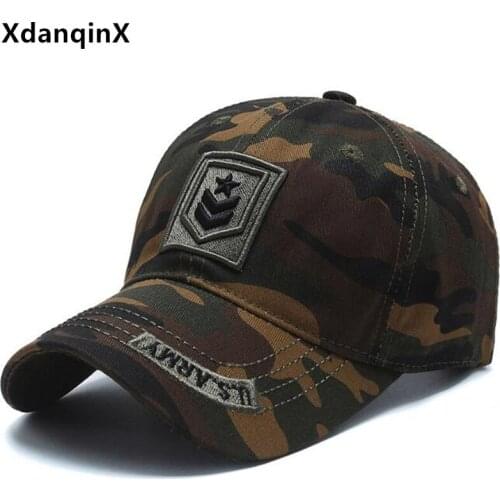 XdanqinX New Mens Cap Camouflage Sports Cap Washable Cotton Baseball Cap For Men Summer Adjustable Size Male Bone Snapback Caps