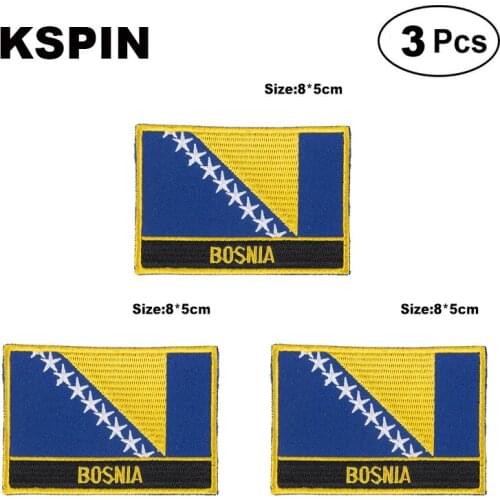 Bosnia Rectangular Shape Flag patches embroidered flag patches national flag patches for clothing DIY Decoration