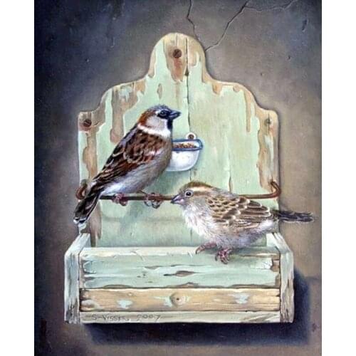DIY Two Little Funny Birds 5D Mosaic Square Diamond Painting Cross Stitch Diamond Embroidery Home Decor Art Crafts Wall Painting