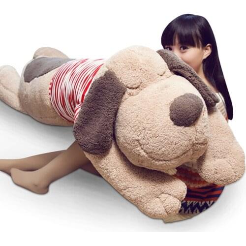 Dorimytrader Lovely Soft Lying Cartoon Dog Plush Toy Giant Stuffed Anime Doll Animals Pillow Gft Decoration 59inch 150cm
