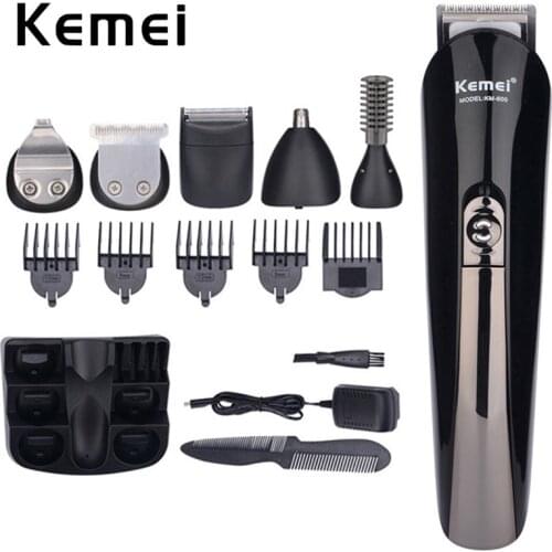Kemei 6 in 1 Multifunctional Hair Clipper Barber Rechargeable Beard Trimmer Shaving Machine Electric Hair Razor Men Grooming Kit