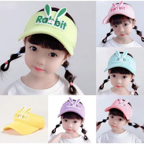 Lovely Rabbit Soft Baby Hat Summer Weave Folding Visor Baby Cap Cute Adjustable Kids Sun Hat For Boys Girls Child Cap 2-8 Years