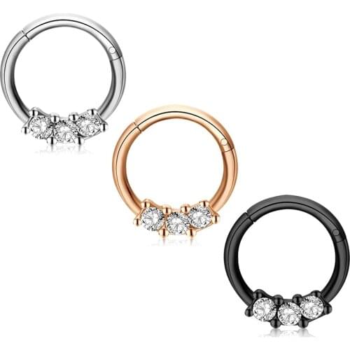 16G Septum Clicker Nose Rings Hoop Hinged Segment Helix Daith Tragus Cartilage Earrings Lip Piercings Septum for Women Men