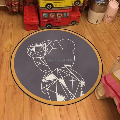 Cartoon Cute Geometric Back View Bear Living Room Bedroom Childrens Room Hanging Basket Chair Non-slip Round Mat
