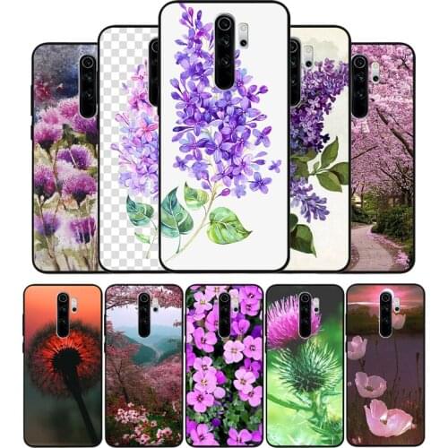 Purple Watercolor flower Dandelion Soft Silicone black Phone Case For Redmi 4A 4X 5PLUS 5A NOTE 9S 9 8T 8 7 6 5 4 PRO