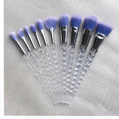 10pcs Unicorn Makeup Brushes Set Crystal Spiral Handle Foundation Blending Powder eyeshadow eyebrow Make Up Brush Cosmetic Tools