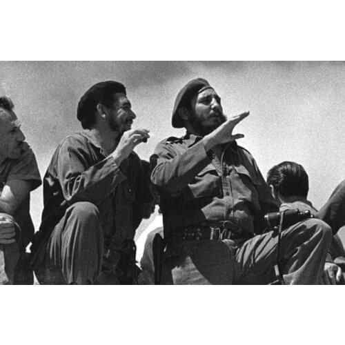 Cuba Socialist Socialism Leader Che Guevara Talk with Castro Retro Vintage Kraft Poster Canvas Wall Sticker Home Decor Gift