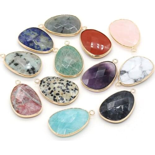 Natural Stone crystal Pendant Oval Shape Exquisite charms for Jewelry Making DIY Necklace Bracelet Accessories 23x34mm