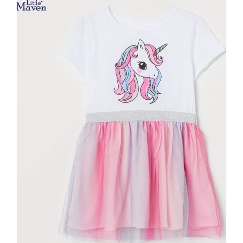 Frocks for Girls 2021 Summer Baby Girl Clothes Toddler Cotton Unicorn Print Vestiods Casual Tulle Dress for Kids 2-7 Years