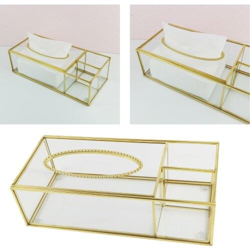 Rectangular Clear Glass Paper Tissue Box, Decorative Glass Napkin Storage Box, Facial Tissue Holder for Bedroom, Home Decor