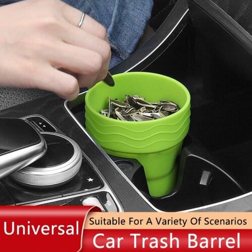 QHCP Mini Car Garbage Car Trash Bin Silicone Garbage Dust Case Holder Rubbish Can Auto Organizer Storage Box For All Cars