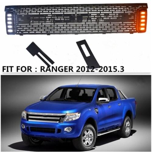 PICKUP CAR grill radiator EXTERIOR FRONT RACING GRILLE ABS GRILLS BUMPER MESH MASK TRIMS COVER FIT FOR RANGER T6 XLT 2012-2015.3