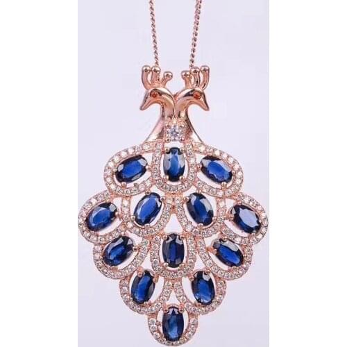 Luxurious atmosphere, natural sapphire necklace, Phoenix style, 925 silver, the latest design leads the world jewelry trend