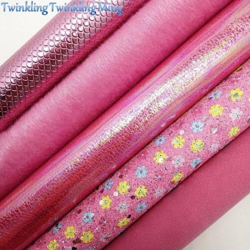 ROSE Glitter Fabric, Suede leather, Mermaid Faux Fabric Sheets, faux fur Fabric For Bow A4 21x29CM Twinkling Ming XM015F