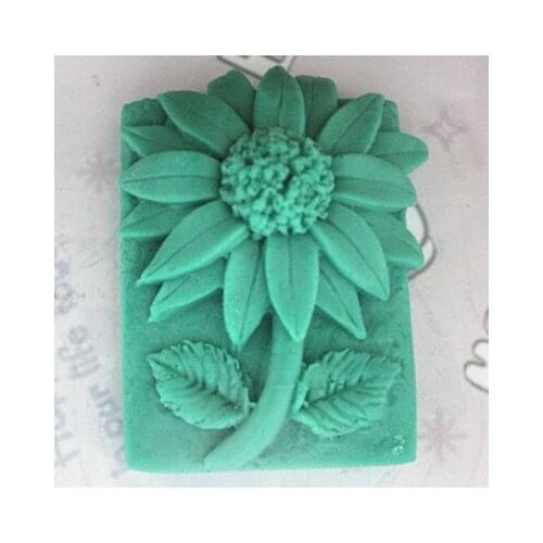 Sunflower pattern square shape Silicone soap mold fondant cake mold handmade clay craft mold DIY tools