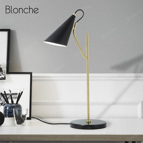 Modern Industrial Table Lamp Marble Base Desk Light Bedside Lamp E27 Reading Light Fixrures for Indoor Bedroom Study Luminaire