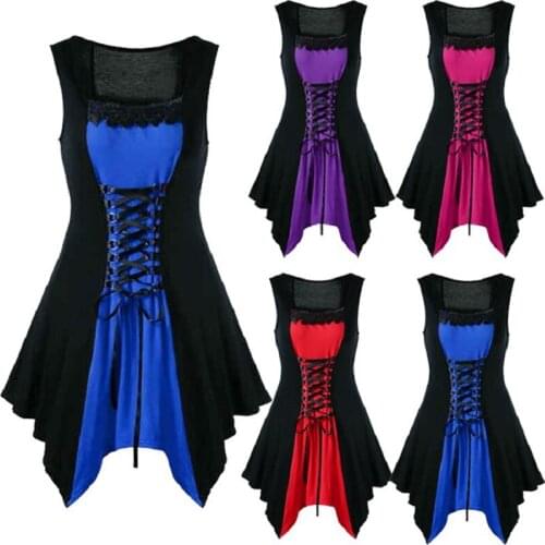 Medieval Steampunk Off Shoulder Pirate ong Sleeve Irregular Lace Up Shirt Bandage Vest Stage Viking Pirate Cosplay Costumes