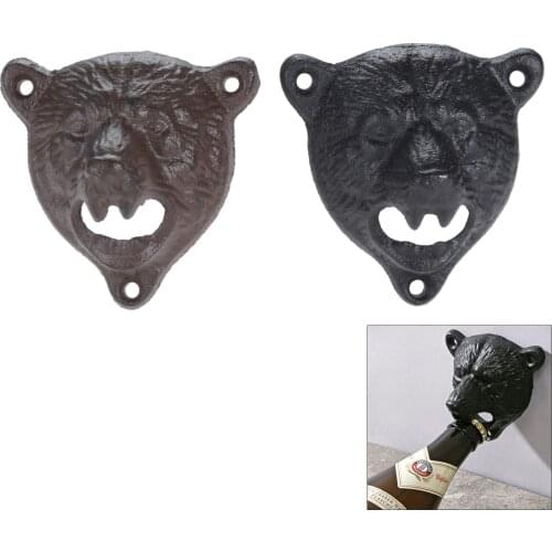DRELD Vintage Cast Bottle Cap Opener Bear Design Beer Soda Top Opener Wall Mounted Bottle Cap Opener Kitchen Bar Openers Tools