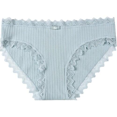 Pure cotton lace side student triangle pants cotton cute unmarked panties womens pants underpants girl