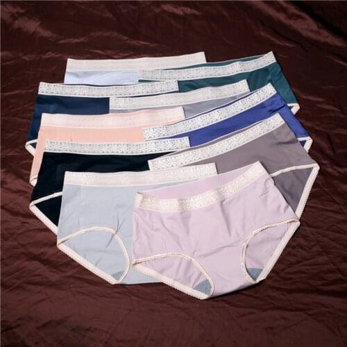 Comfort Underpants Sexy Women Cotton Panties Lace Underwear Seamless Graphene Mid Rise Briefs Soft Lady Lingerie Panty Plus Size