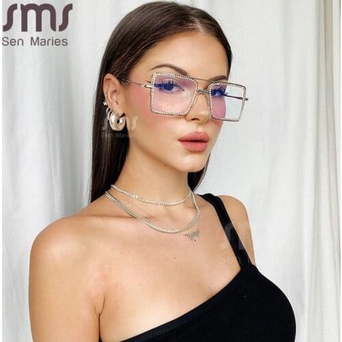 Vintage Square Women Diamond Sunglasses Frames Fashion Ladies Gold Glasses Pearl Frame Clear Lens Retro Eyewear Optical Frames