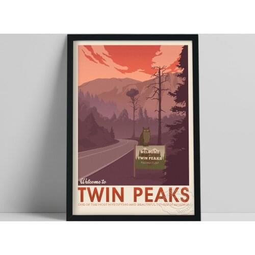 Twin Peaks TV Series Show Vintage Poster, American Teleplay David Lynch Art Prints, Travel City Landscape Wall Picture Decor