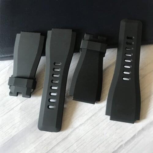 High Quality 33 * 24mm Sillicone Convex Rubber Strap Bell and Ross Mouth Strap with SS Pin Clasp for BR01 BR03 Stock Mens Watch