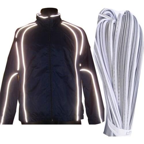 Bright Silver Reflective Piping Strip Fabric Edge Strip Clothing Bag Warning Reflective Rope Garment Trimming Ribbon 5Meters
