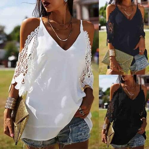 Spring/Summer 2021 New Womens V-neck Hollow Stitching Plus Size T-shirt Pure Color Hanging Wide Loose Casual T-shirt Ladies Top