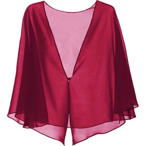 Women Chiffon Cape Shawl Wraps Prom Party Evening Dress Shawl Wedding Banquet V Neck Cover Up Blouse Sun Protection Chiffon Coat