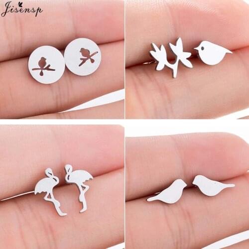 Jisensp Fashion Earrings Classic Simple Creative Animal Bird on a Branch Stud Earring for Women Party bijoux femme 2020