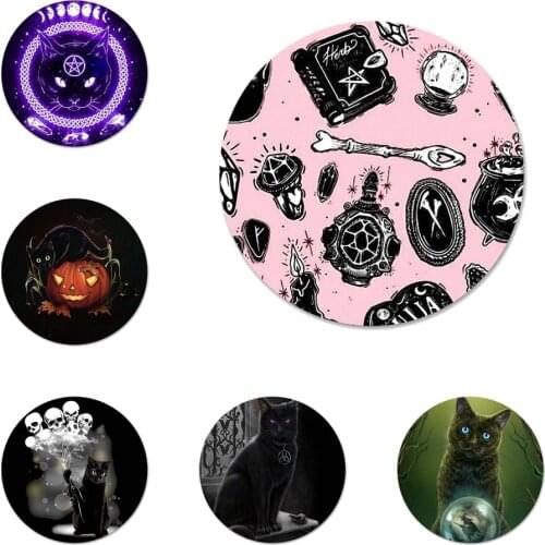 Witch and cat Colorful Cute Badge Brooch Pin Accessories For Clothes Backpack Decoration gift