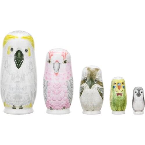 1 Set Stackable 5 Layers Wood Russian Nesting Dolls Matryoshka Doll Crafts Fun Children Kids Birthday Gifts Crafted Doll