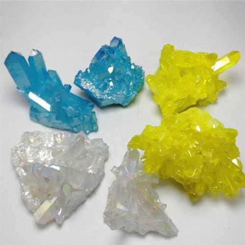 1pcs Aura Crystal Cluster Angel Wand Points Natural Raw Clear Quartz Rough Healing Topaz Lemurian Seed Prism Charms