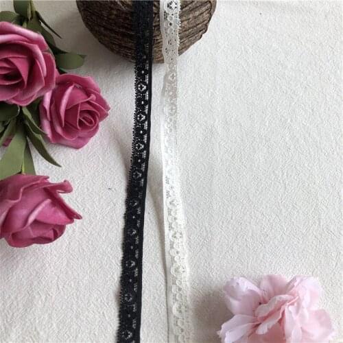 1cm S1290 black whitecoton dentelle garnitures bricolage vêtements couture tissu matériel pompon boule frange ruban accessoires